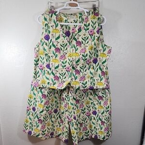 Wild & Pree By Pretti Floral Top and Cropped Wide Leg Pants Co Set 2X 3X